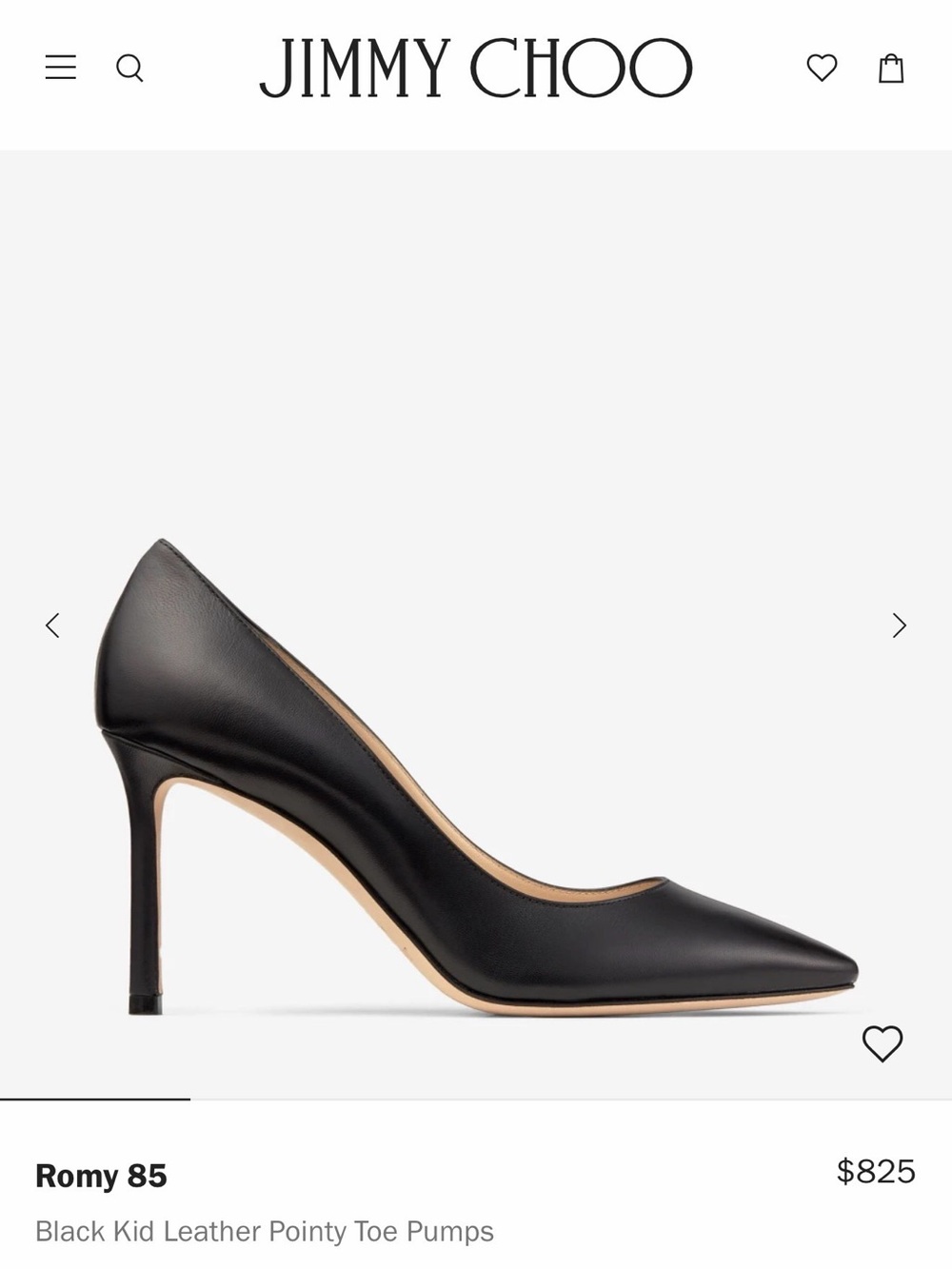 Jimmy Choo Black Leather Pointed Toe Pumps